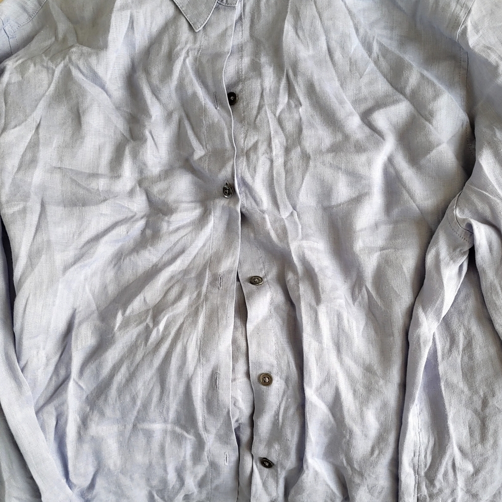 J.Jill Linen Light Blue Button Down Shirt Top